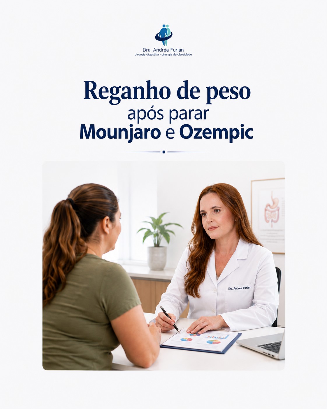 Reganho de peso após parar Mounjaro: paciente em consulta médica de acompanhamento
